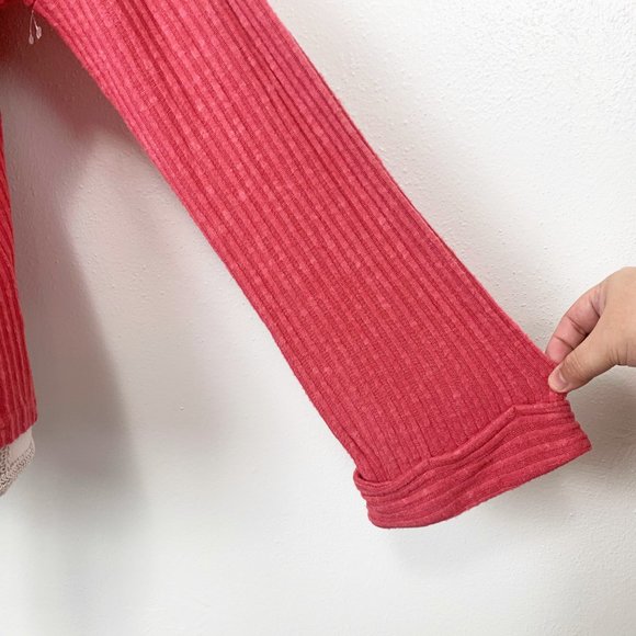 Code x Mode Sweater Women Small Red Ribbed Knit Cardigan Bell Sleeve Button Up - Picture 6 of 8